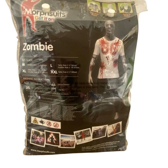 Halloween Zombie Athlete Jock Morphsuit Costume Discontinued Design NOS Adult L - Picture 2 of 6